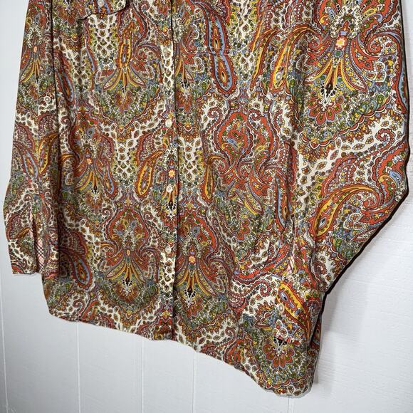 Talbots Women’s Multicolor Paisley Shirt Long Sleeve Button Up Size 22W - Picture 4 of 6